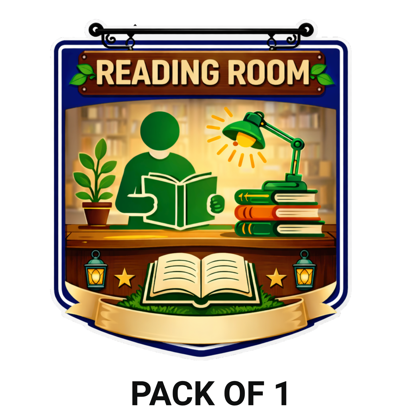 Smeeps Reading Room Sticker – 12.7 × 12.7 cm (5 × 5 Inch) Premium Vinyl Decal | Creative Reading Room Illustration Design | Waterproof UV Resistant Wash Proof | Pack of 1