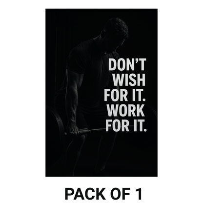 Smeeps Motivational Gym Wall Poster – “Don’t Wish For It, Work For It” Quote | Fitness Workout Room Décor | 30.48 x 45.72 cm Premium Gym Inspiration Print