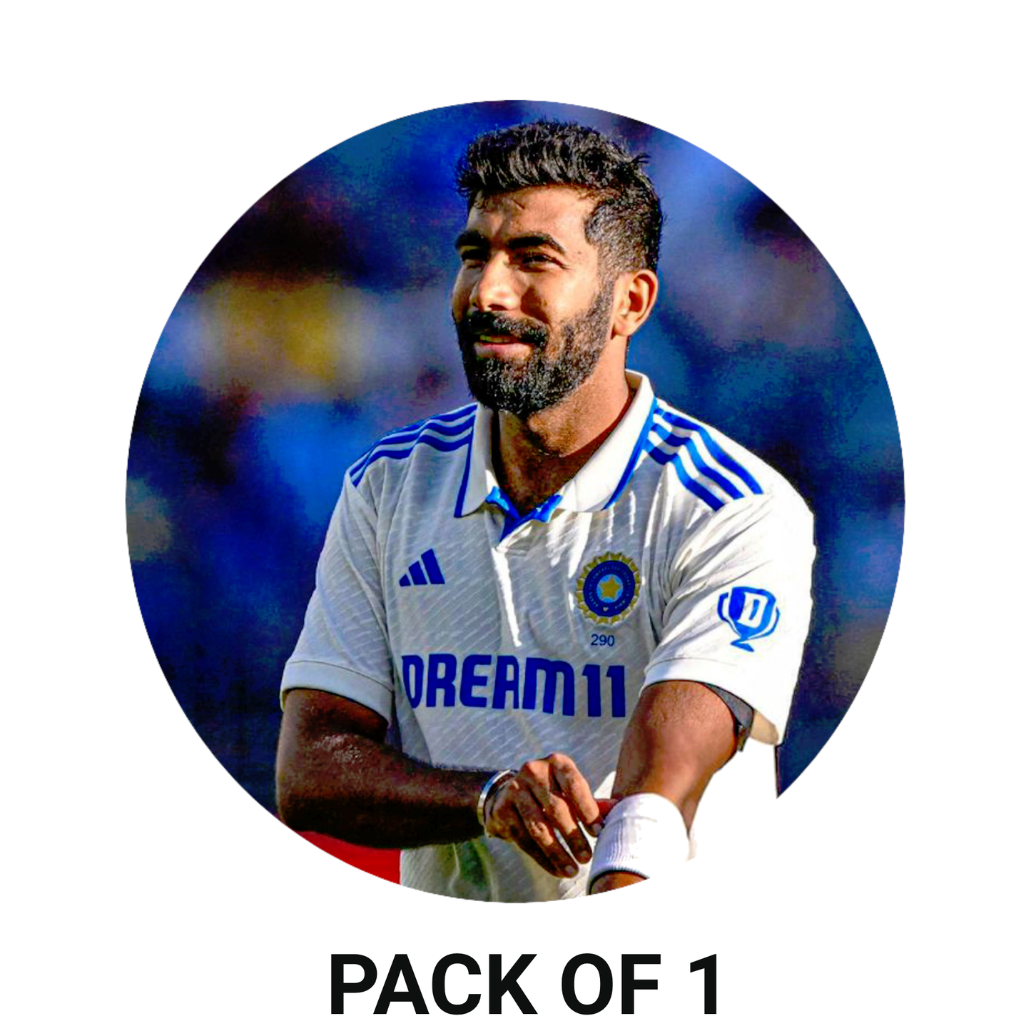 Smeeps Jasprit Bumrah GOAT Sticker – 10.16 × 10.16 cm (4 × 4 Inch) Round Car & Bike Vinyl Decal | Indian Fast Bowler Celebration Design | Waterproof UV Resistant