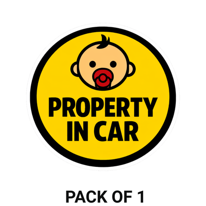 Smeeps Property In Car Sticker – 14.74 × 14.23 cm (5.8 × 5.6 Inch) Waterproof Vinyl Safety Sticker for Cars | Funny Baby Warning Decal | UV Resistant | Pack of 1