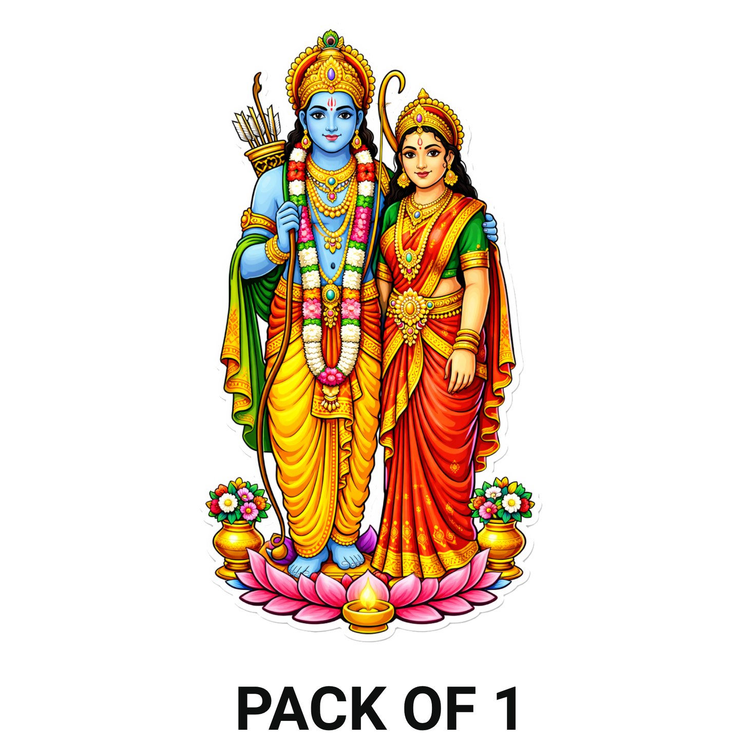 Smeeps Lord Rama Sita Ram Darbar Sticker – 13.71 × 7.62 cm (5.4 × 3 Inch) Hindu Devotional Vinyl Decal for Car & Bike | Waterproof UV Resistant Religious Sticker