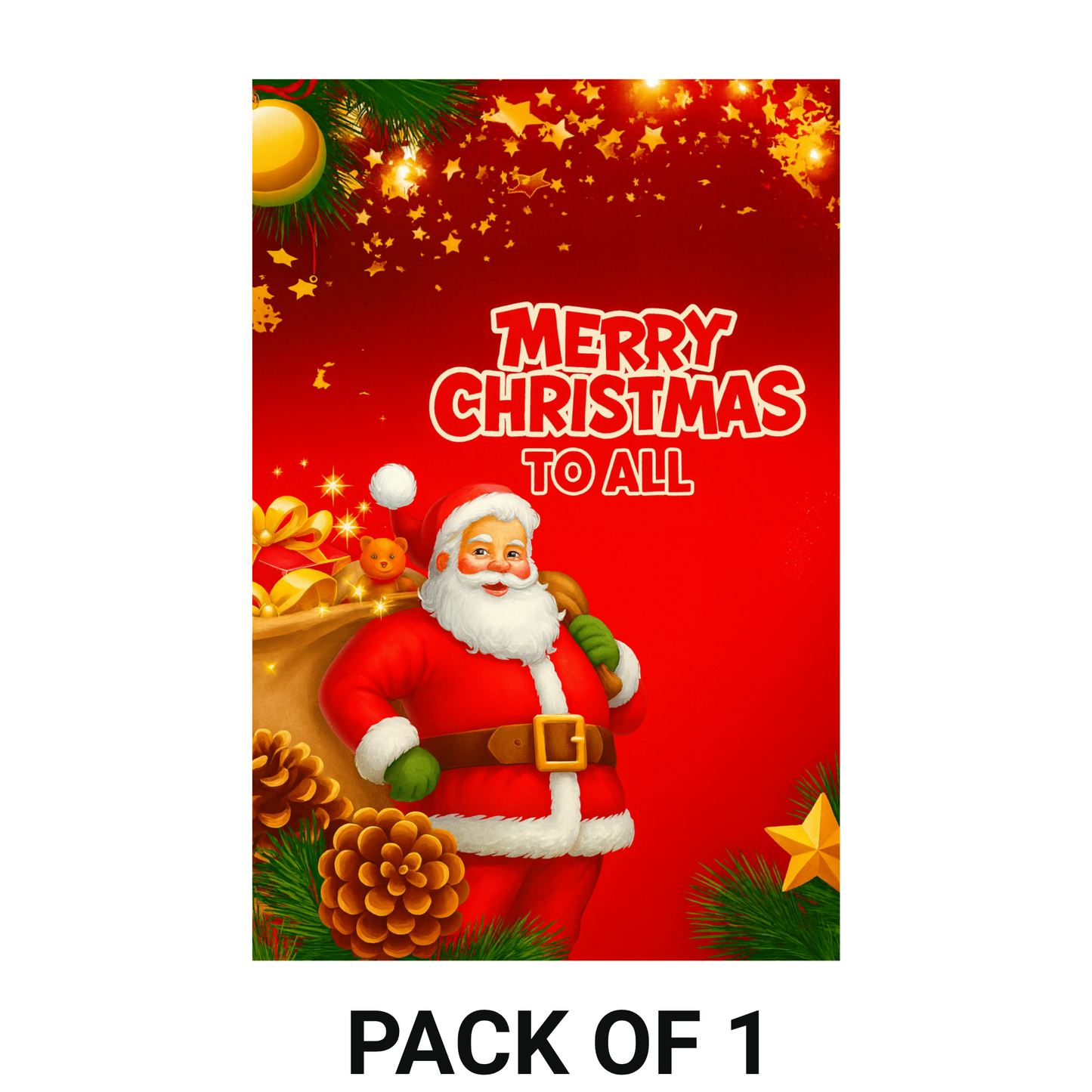 Smeeps Merry Christmas To All Wall Poster – Festive Santa & Gift Sack Artwork | Premium Christmas Decoration Print | 30.48 x 45.72 cm Holiday Wall Art