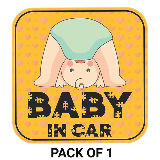 Smeeps Baby in Car Sticker – 15 x 15 cm | Cute Upside-Down Baby Design | Square Yellow Safety Sign for Vehicle Windows & Bumpers