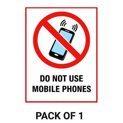 Smeeps Do Not Use Mobile Phones Sticker – 13.97 × 10.93 cm (5.5 × 4.3 Inch) No Mobile Phone Usage Warning Vinyl Sign | Waterproof UV Resistant Wash Proof Durable
