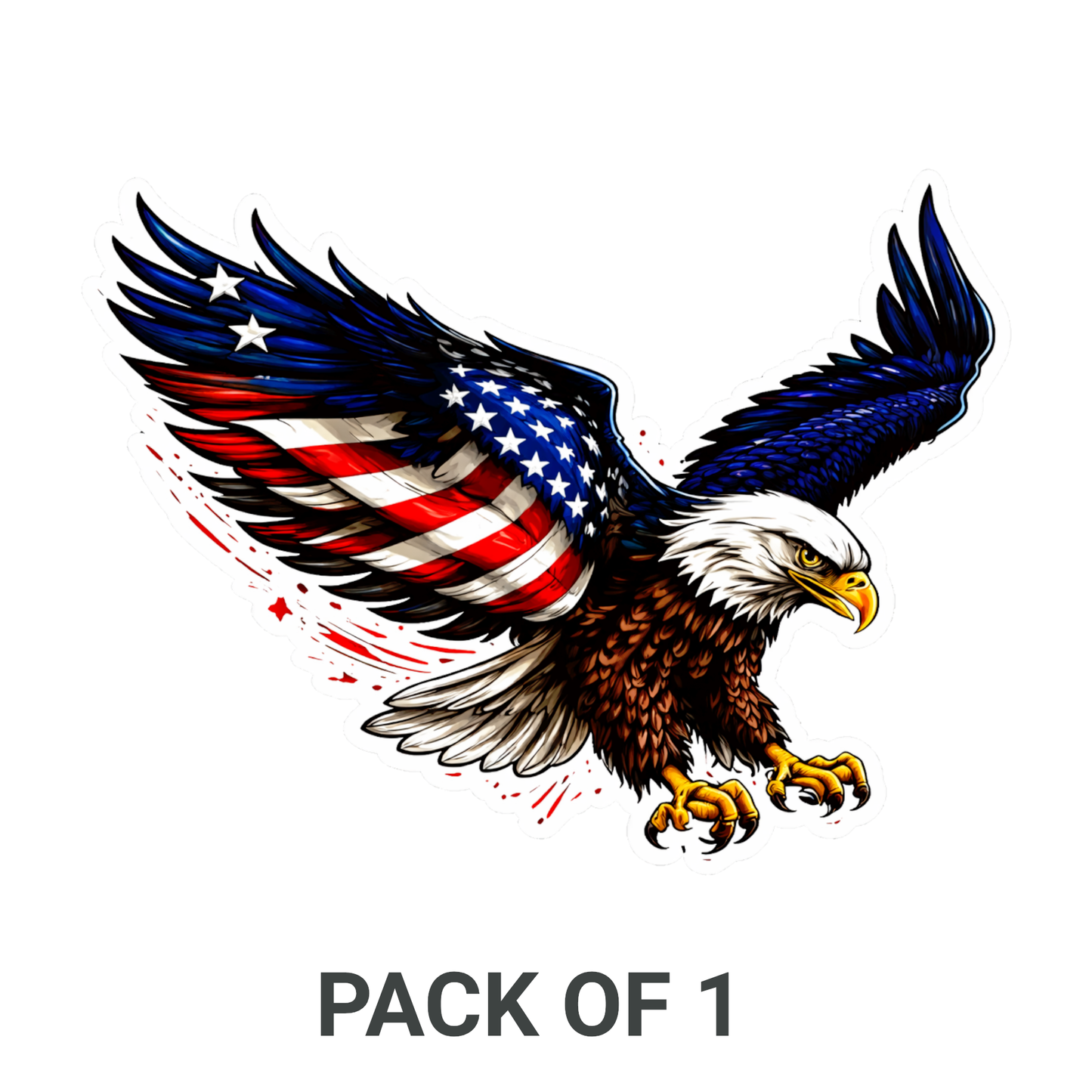 Smeeps American Eagle Sticker – 11.43 × 8.64 cm (4.5 × 3.4 Inch) Premium Vinyl Decal | Patriotic Flying Eagle Flag Design | Waterproof UV Resistant Wash Proof | Pack of 1