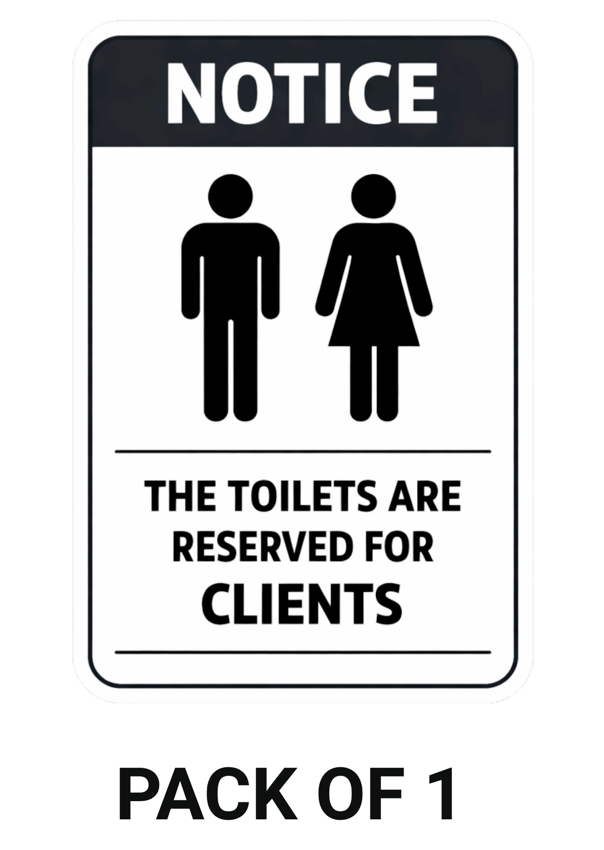 Smeeps Toilet Reserved for Clients Notice Sticker – 15.24 × 10.16 cm (6 × 4 Inch) Waterproof Vinyl Washroom Sign | UV Resistant Washproof Office & Commercial Notice Sticker | Pack of 1