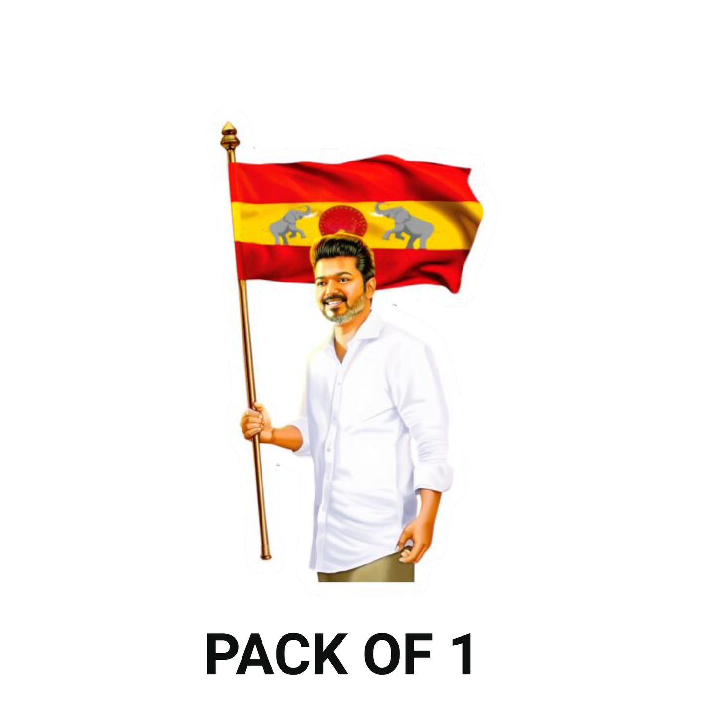 Smeeps Vijay Flag Sticker – 10.16 x 6.1 cm TVK Flag Vinyl Decal Tamil Political Theme Waterproof Bike & Car Sticker