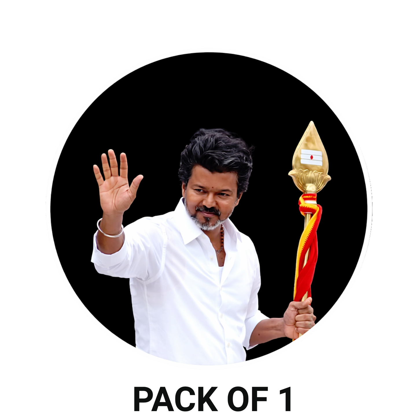 Smeeps Vijay Circular Car Sticker – 10.16 × 10.16 cm (4 × 4 Inch) Premium Vinyl Decal | Black Background Design | Waterproof UV Resistant Wash Proof | Pack of 1