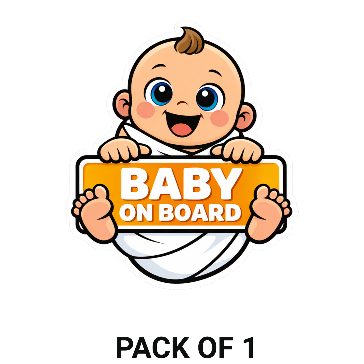 Smeeps Baby On Board Car Sticker – 14.48 × 12.7 cm (5.7 × 5 Inch) Waterproof Vinyl Safety Sticker for Cars | Cute Smiling Baby Warning Decal | UV Resistant | Pack of 1