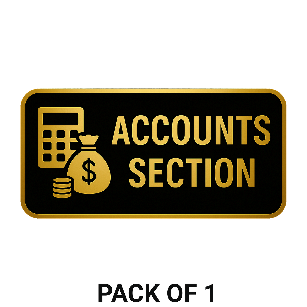 Smeeps Accounts Section Door Sticker – 30.74 x 15.24 cm Office Label Sign | Gold & Black Premium Vinyl | Waterproof & Durable