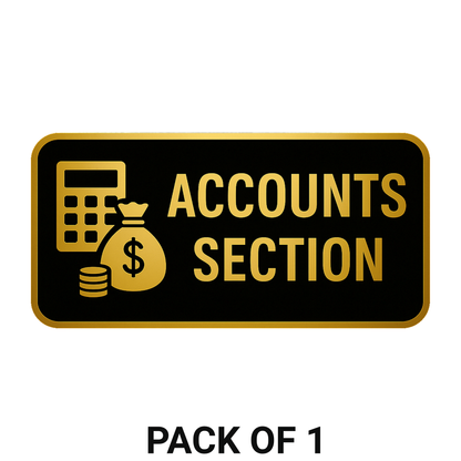 Smeeps Accounts Section Door Sticker – 30.74 x 15.24 cm Office Label Sign | Gold & Black Premium Vinyl | Waterproof & Durable