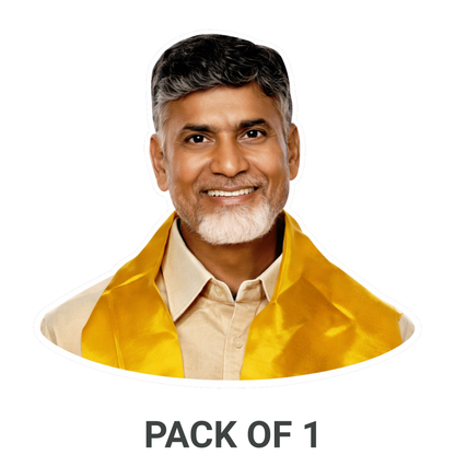 Smeeps N. Chandrababu Naidu Portrait Vinyl Sticker – 10.16 × 9.15 cm (4 × 3.6 Inch) Political Leader Die-Cut Car Sticker | Waterproof UV Resistant Wash Proof | Pack of 1