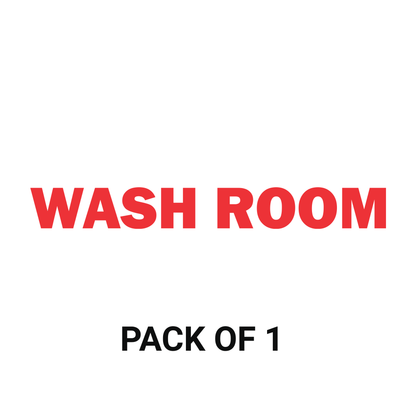 Smeeps Wash Room Sticker – 17 x 2 cm Door Label Decal | Bold Red Text | Waterproof & Durable Vinyl Signage
