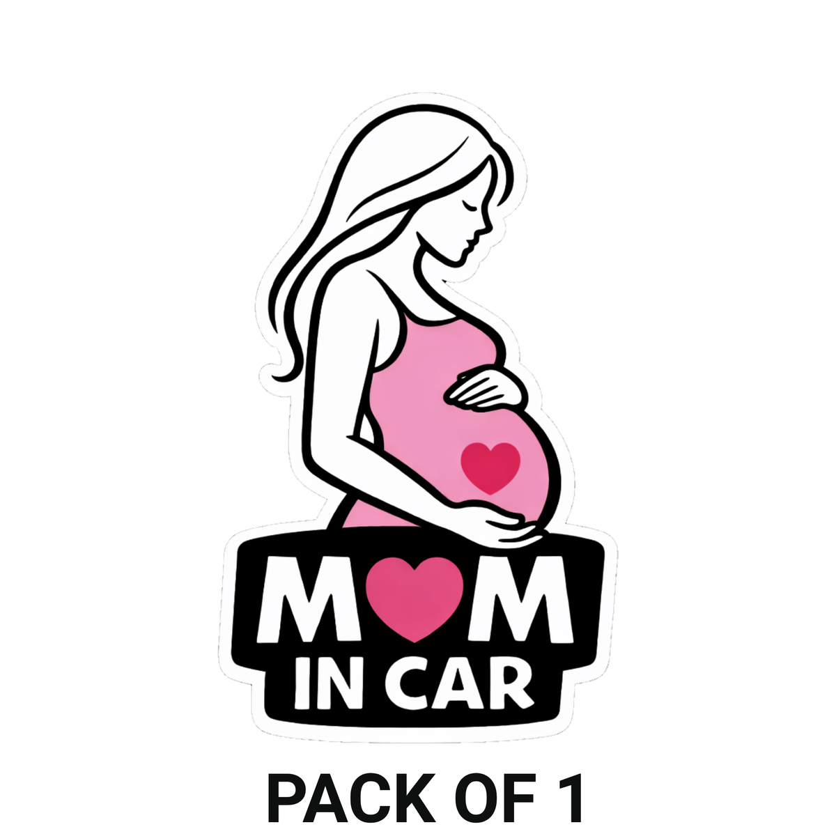 Smeeps Mom In Car Pregnancy Car Sticker – 14 × 8.39 cm (5.5 × 3.3 Inch) Waterproof Vinyl Sticker for Cars | UV Resistant Maternity Safety Decal | Baby Bump Mom On Board Sticker | Pack of 1