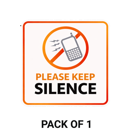 Smeeps Please Keep Silence Sticker – 14.2 × 13.97 cm (5.6 × 5.5 Inch) Premium Vinyl Decal | No Mobile Phone Noise Library Sign | Waterproof UV Resistant Wash Proof | Pack of 1