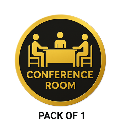 Smeeps Conference Room Sticker – 15.24 cm Round | Bold Gold & Black Design | Office Door/Wall Sign | Waterproof & UV-Proof Vinyl
