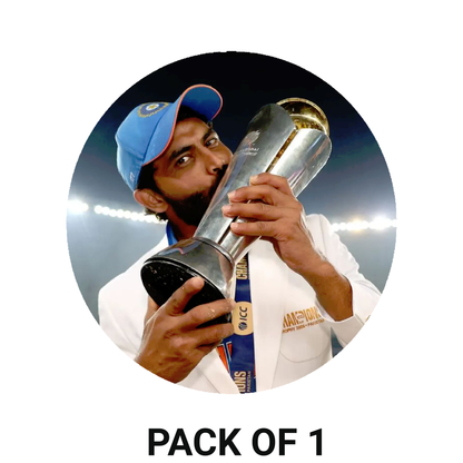 Smeeps Indian Cricket Player Celebration Sticker – 10.16 cm (4 Inch) Round Vinyl Car & Bike Decal | Waterproof UV Resistant Sports Fan Sticker