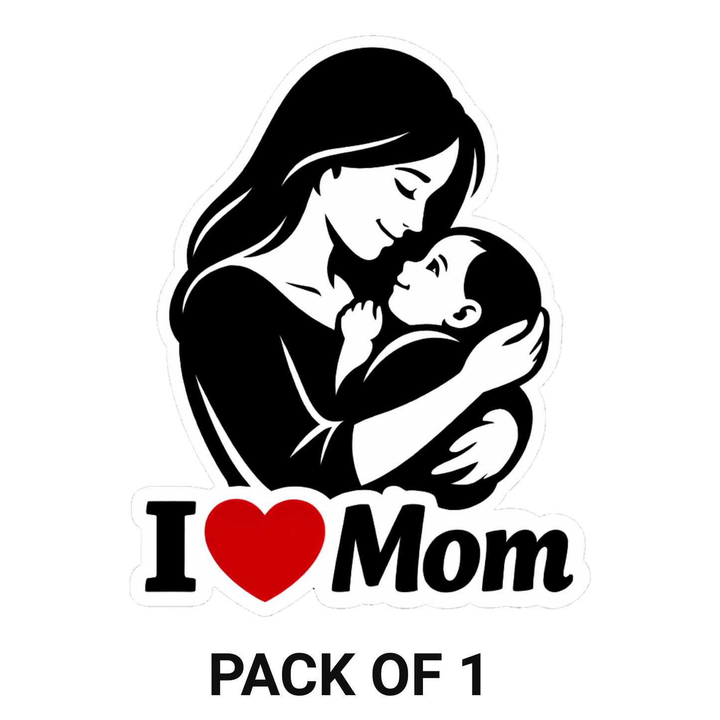 Smeeps I Love Mom Vinyl Sticker – 12.7 × 10.16 cm (5 × 4 Inch) Waterproof Mother Love Sticker | UV Resistant Mom & Baby Car Decal for Car, Bike, Laptop, Helmet & Wall | Pack of 1
