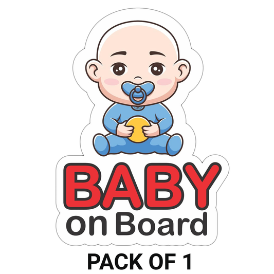 Smeeps Baby on Board Sticker – 14 x 12.3 cm | Cute Bald Baby with Toy Design | Waterproof Car Sign for Safety Awareness