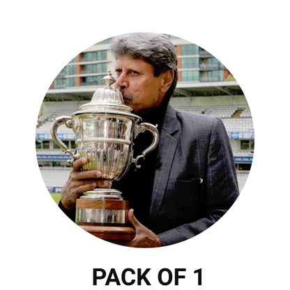 Smeeps Kapil Dev Trophy Kiss Sticker – 10.16 cm (4 Inch) Legendary Indian Cricket Icon Vinyl Car & Bike Decal | Waterproof UV Resistant