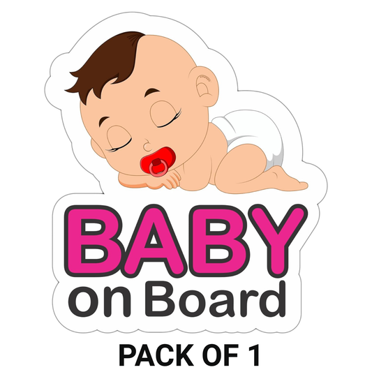 Smeeps Baby on Board Sticker – 14 x 12.3 cm | Cute Sleeping Baby Design with Pacifier | Waterproof Vinyl Car Safety Sign