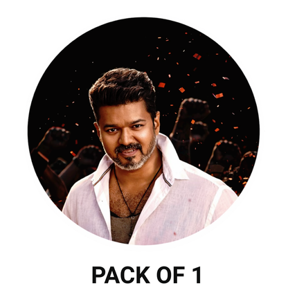 Smeeps Vijay Crowd Background Circular Car Sticker – 10.16 × 10.16 cm (4 × 4 Inch) Premium Vinyl Decal | Intense Fan Style Design | Waterproof UV Resistant Wash Proof | Pack of 1