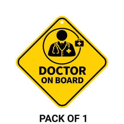 Smeeps Doctor On Board Hanging Sign – 20.32 × 20.32 cm (8 × 8 Inch) Waterproof UV Resistant Car Hanging Board with Suction Cup | Premium Healthcare Vehicle Safety Sign Pack of 1