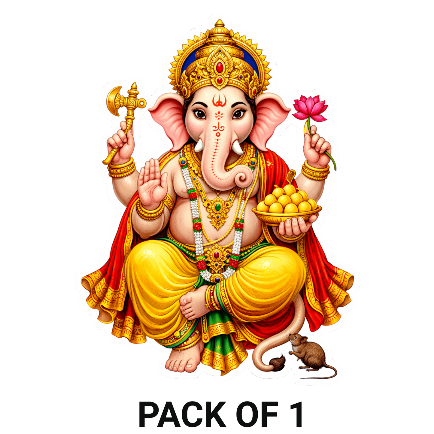 Smeeps Lord Ganesha Sticker – 11.43 × 8.89 cm (4.5 × 3.5 Inch) Hindu Religious Vinyl Decal for Car & Bike | Waterproof UV Resistant Ganpati Bappa Sticker