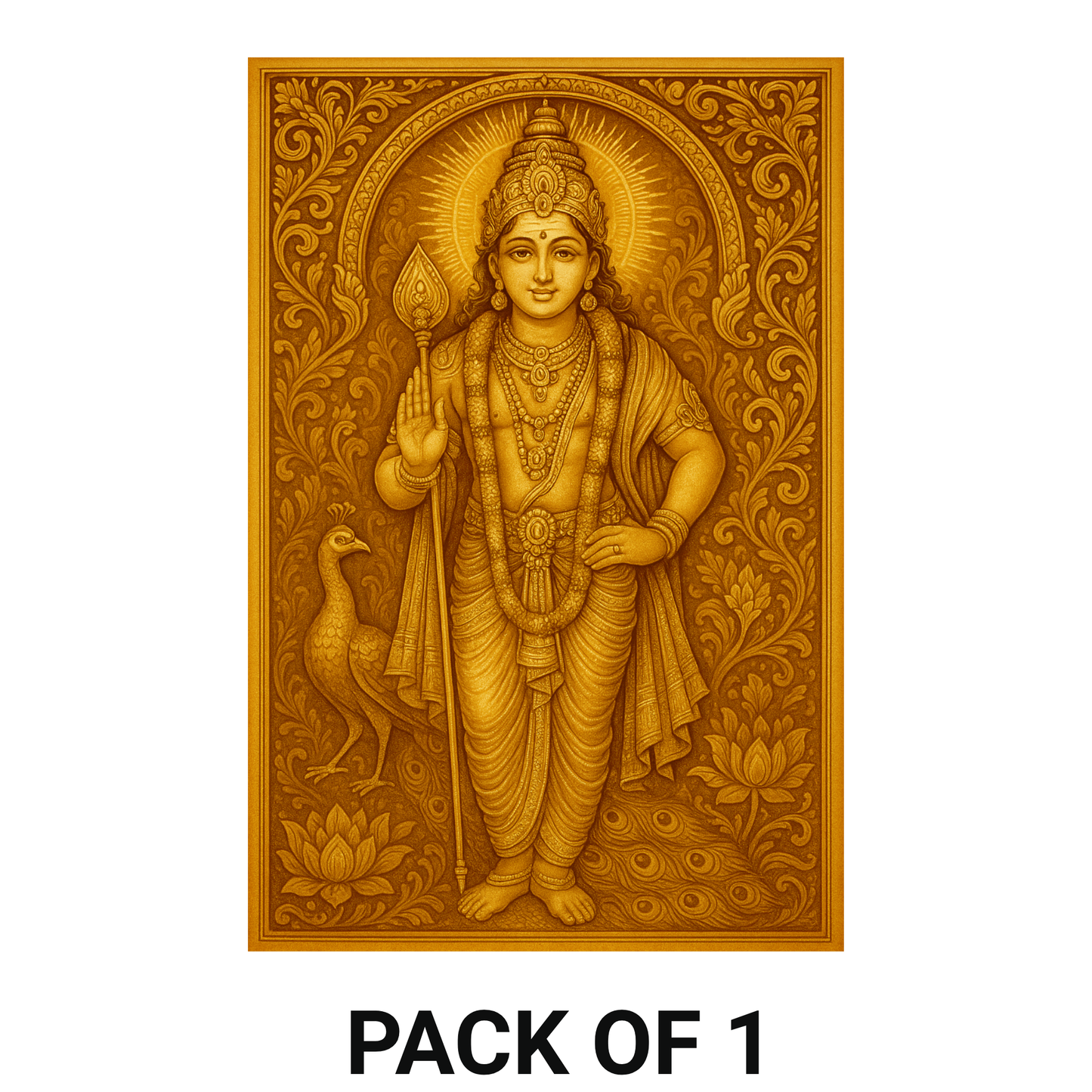 Smeeps Lord Murugan Wall Poster – Divine Subramanya Swamy Artwork with Vel & Peacock | 30.48 x 45.72 cm Spiritual Home & Temple Décor