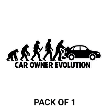 Smeeps Car Owner Evolution Sticker – 12.7 × 4.07 cm (5 × 1.6 Inch) Waterproof Vinyl Car Decal | Funny Car Enthusiast Sticker | UV Resistant | Pack of 1
