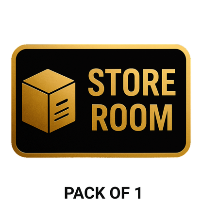 Smeeps Store Room Sticker – 23.88 x 15.24 cm Gold & Black Sign | Waterproof, Durable Vinyl Label for Shops, Offices & Warehouse