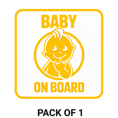Smeeps Baby On Board Vinyl Sticker – 14 × 14 cm (5.5 × 5.5 Inch) Waterproof Car Glass Sticker | Cute Baby Safety Decal | UV Resistant Wash Proof | Pack of 1