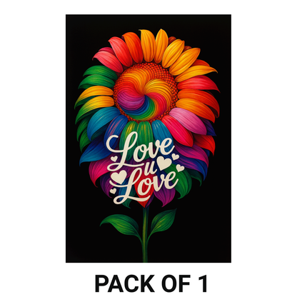 Smeeps Love You Wall Poster – Vibrant Rainbow Flower Art Design | Romantic Room Decoration Print | 30.48 x 45.72 cm Premium Wall Art for Home & Gifting