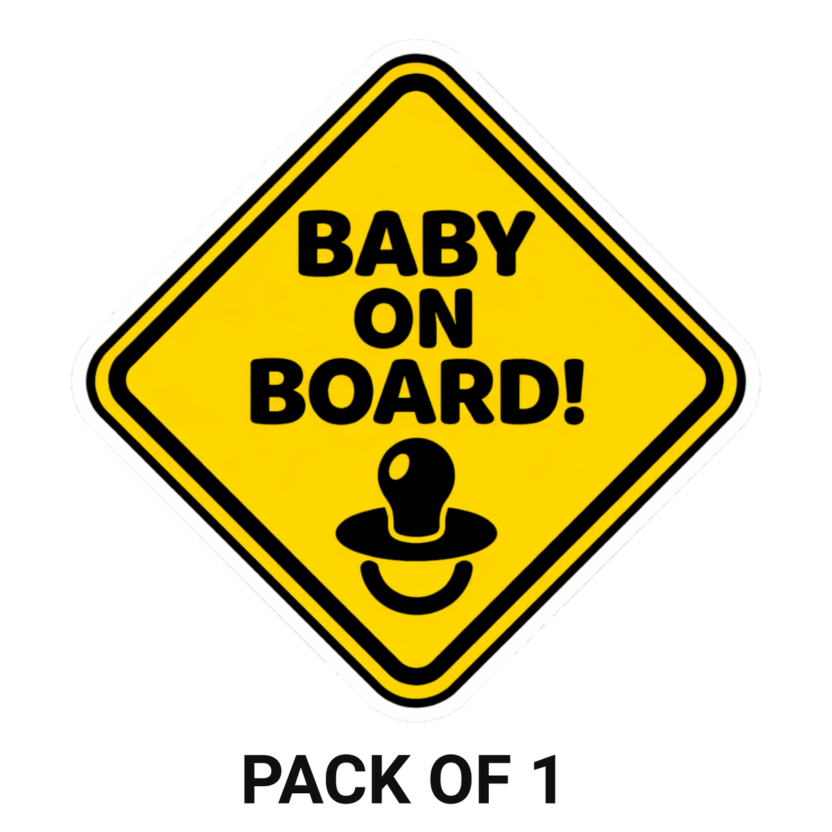 Smeeps Baby On Board Safety Car Sticker – 14 × 14 cm (5.5 × 5.5 Inch) Waterproof Vinyl Warning Sticker for Cars | Pacifier Icon Design | UV Resistant | Pack of 1