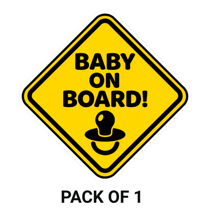 Smeeps Baby On Board Safety Car Sticker – 14 × 14 cm (5.5 × 5.5 Inch) Waterproof Vinyl Warning Sticker for Cars | Pacifier Icon Design | UV Resistant | Pack of 1
