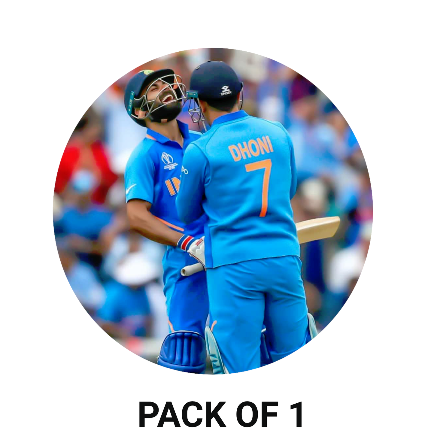 Smeeps MS Dhoni & Virat Kohli India Celebration Sticker – 10.16 cm (4 Inch) Round Car & Bike Vinyl Decal | Iconic Team India Moment Design | Waterproof UV Resistant