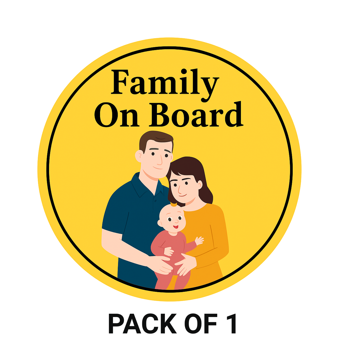 Smeeps Family On Board Sticker – 15.24 cm Round | Heartwarming Family Illustration | Yellow Car Safety Sign for Parents
