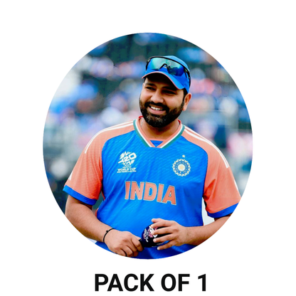 Smeeps Rohit Sharma India Cricket Sticker – 10.16 × 10.16 cm (4 × 4 Inch) Round Car & Bike Vinyl Decal | Indian Team Captain Design | Waterproof UV Resistant
