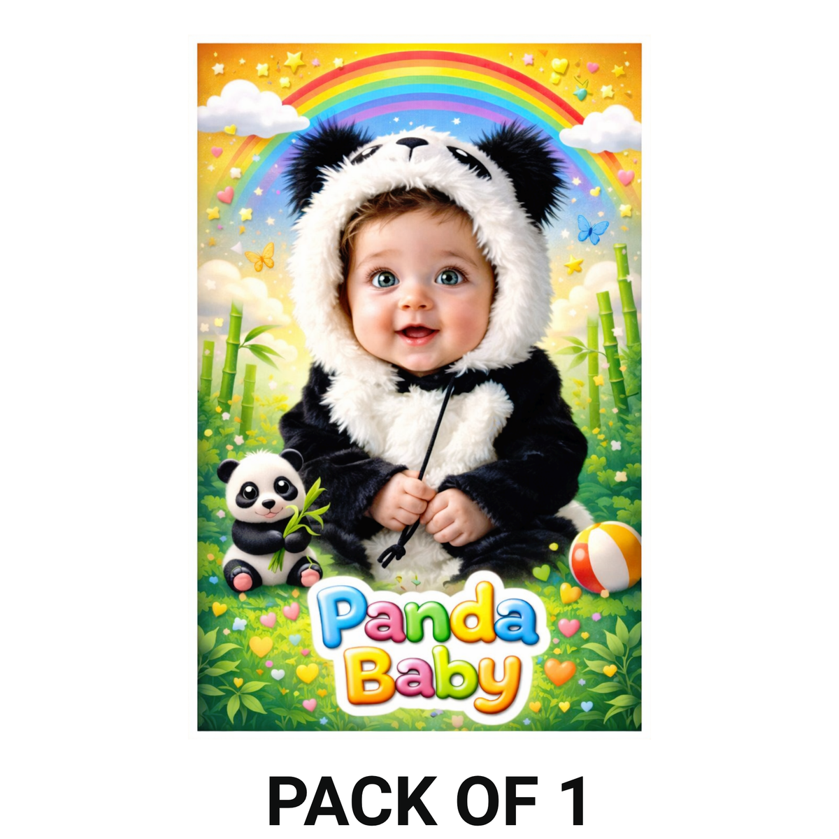 Smeeps Panda Baby Wall Poster – 20.32 × 13.21 cm (8 × 5.2 Inch) Cute Panda Theme Decorative Kids Poster | 300 GSM Non-Adhesive Nursery & Baby Room Wall Decor Poster for Home, Playroom & Daycare | Pack of 1
