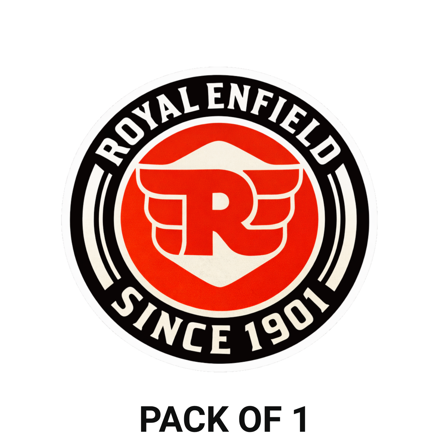 Smeeps Royal Enfield Logo Vinyl Sticker – 10.16 × 10.42 cm (4 × 4.1 Inch) Waterproof Bike Decal for Royal Enfield, Helmet, Laptop & Car | Premium Round Sticker | Pack of 1