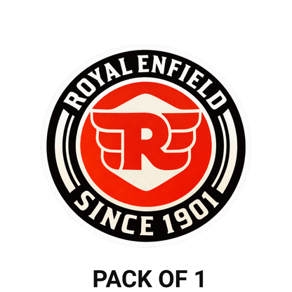 Smeeps Royal Enfield Logo Vinyl Sticker – 10.16 × 10.42 cm (4 × 4.1 Inch) Waterproof Bike Decal for Royal Enfield, Helmet, Laptop & Car | Premium Round Sticker | Pack of 1