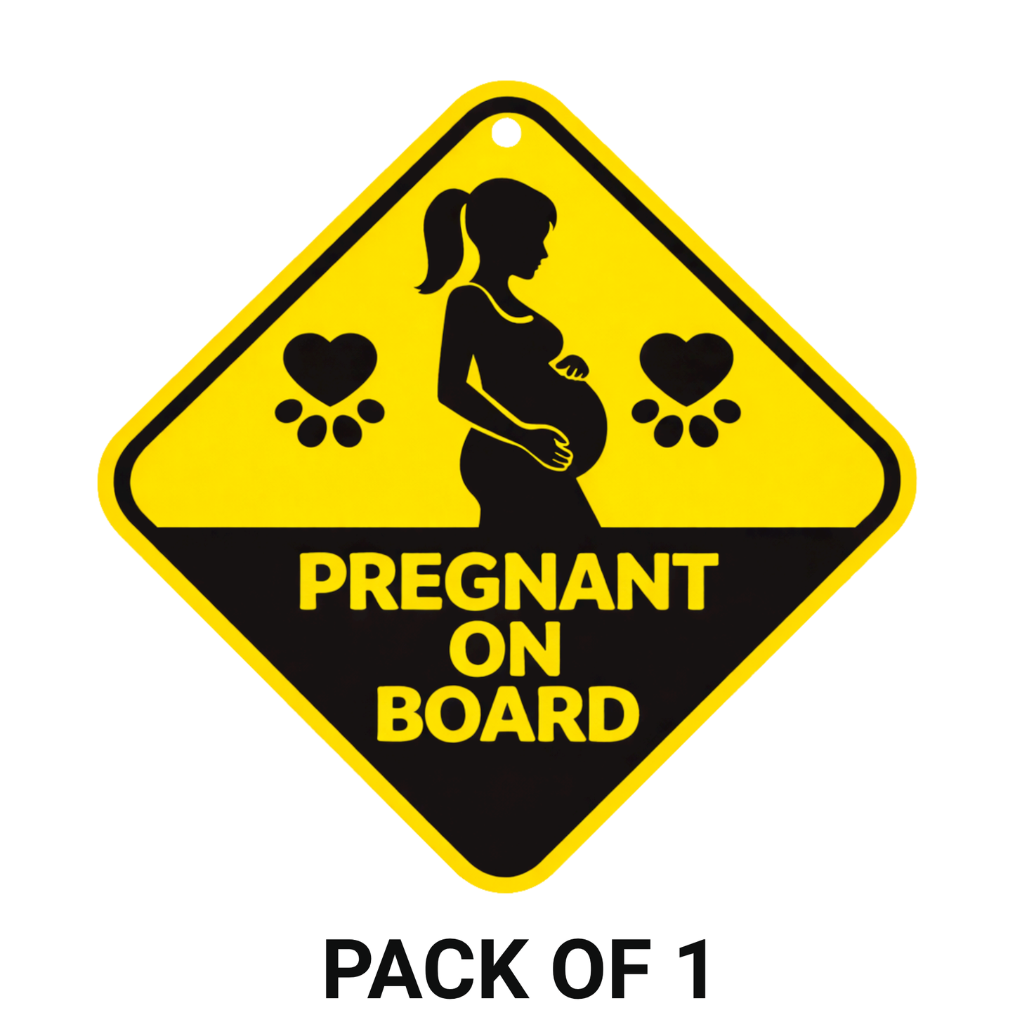 Smeeps Pregnant On Board Hanging Sign – 20.32 × 20.32 cm (8 × 8 Inch) Waterproof Pregnancy Safety Car Hanging Board with Suction Cup | Maternity Warning Vehicle Sign