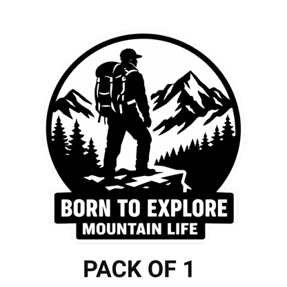 Smeeps Born To Explore Mountain Life Vinyl Sticker – 10.67 × 10.16 cm (4.2 × 4 Inch) Waterproof Adventure Travel Sticker for Car, Bike, Laptop & Helmet | UV Resistant | Pack of 1