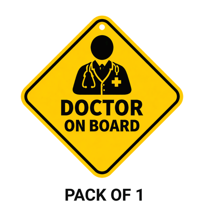 Smeeps Doctor On Board Hanging Sign – 20.32 × 20.32 cm (8 × 8 Inch) Waterproof UV Resistant Medical Car Hanging Board with Suction Cup | Healthcare Professional Vehicle Safety Sign Pack of 1