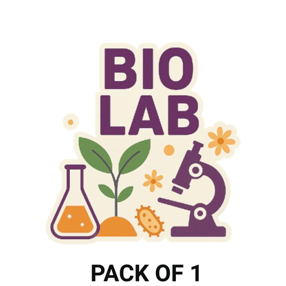 Smeeps Bio Lab Sticker – 10.16 x 9.66 cm Science & Microscopy Vinyl Decal | Purple Theme Biology Design | Waterproof & Durable