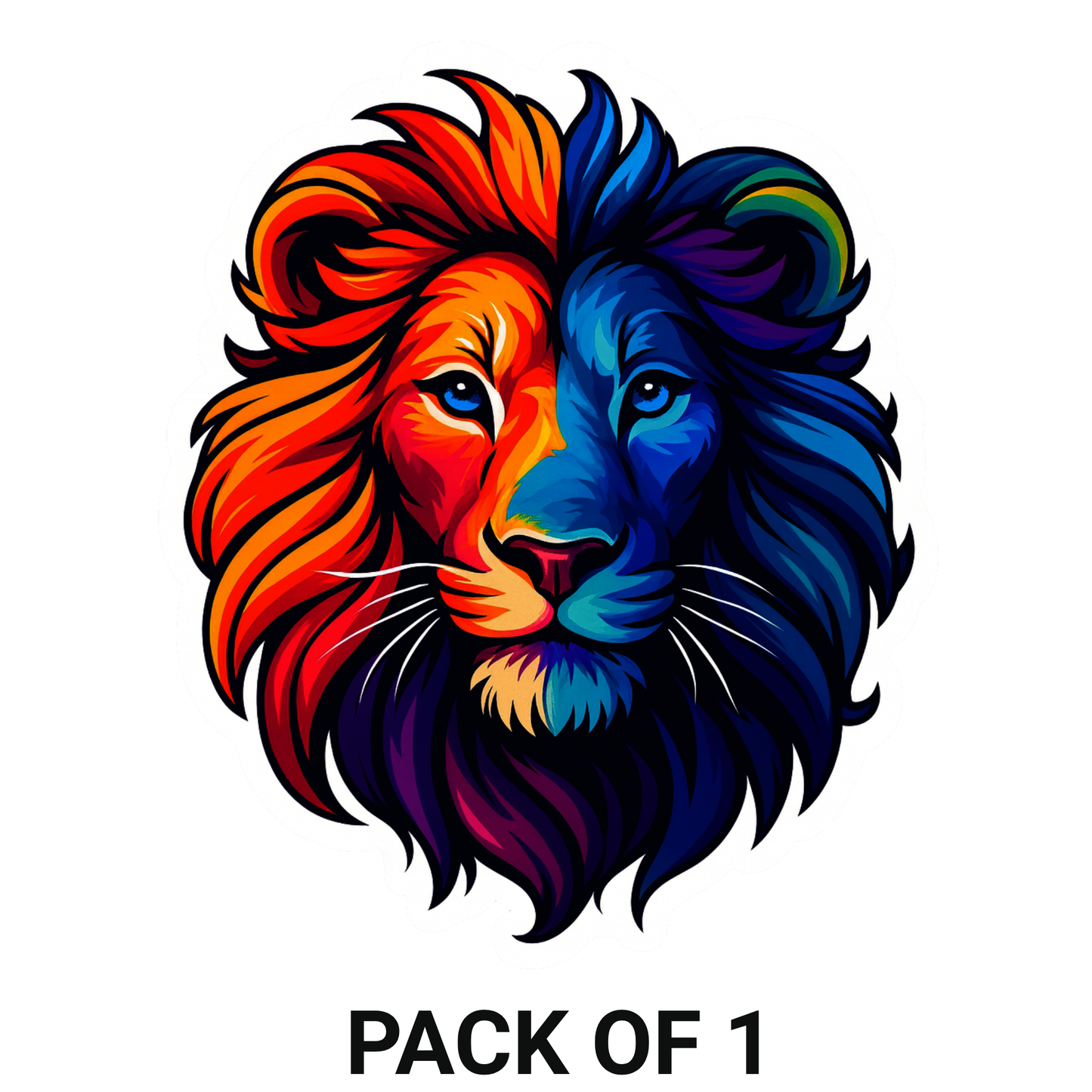 Smeeps Colourful Lion Head Sticker – 13.97 x 11.69 cm Car & Bike Vinyl Decal | Vibrant Multicolor Art Design | Waterproof & Fade-Resistant