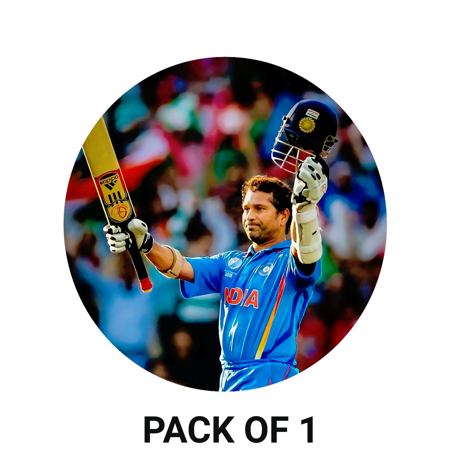 Smeeps Sachin Tendulkar Sticker – 10.16 cm (4 Inch) India Cricket Legend Vinyl Decal | Waterproof UV Resistant Round Sticker