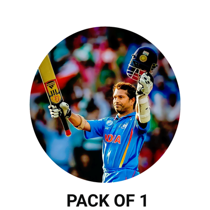 Smeeps Sachin Tendulkar Sticker – 10.16 cm (4 Inch) India Cricket Legend Vinyl Decal | Waterproof UV Resistant Round Sticker