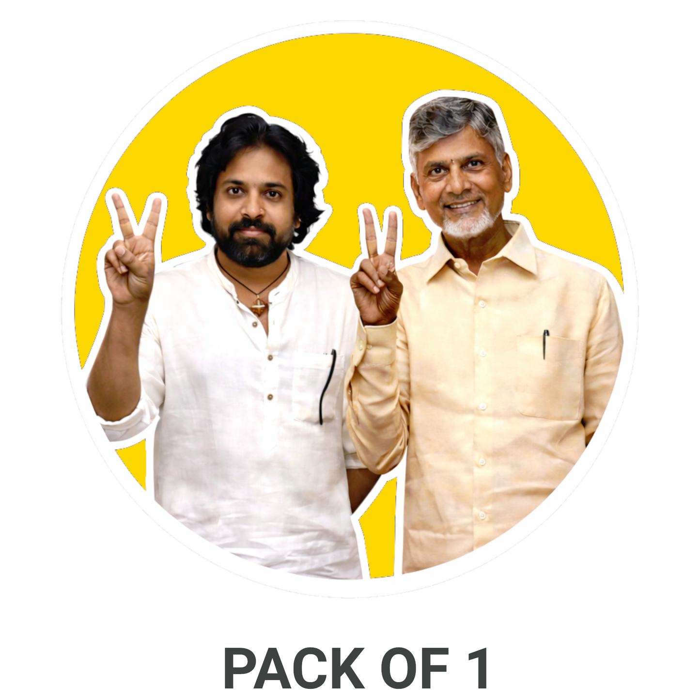 Smeeps Pawan Kalyan & N. Chandrababu Naidu Vinyl Sticker – 10.16 × 10.16 cm (4 × 4 Inch) Political Leaders Round Die-Cut Car Sticker | Waterproof UV Resistant Wash Proof | Pack of 1