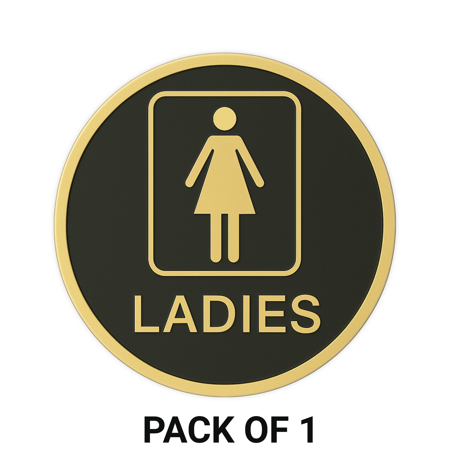 Smeeps “LADIES” Restroom Sign – Round 15.24 cm | Elegant Black & Gold Finish | Self-Adhesive | Waterproof & Durable | Ideal for Offices, Hotels, Cafés, and Commercial Use